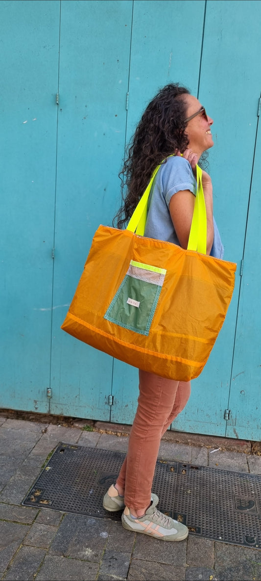 Grand Sac cabas reversible en tissu de parapente recyclé taille XL