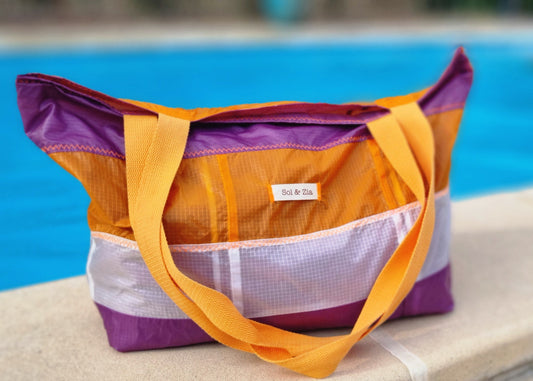 Sac Cabas plage en aile de parapente recyclée taille L