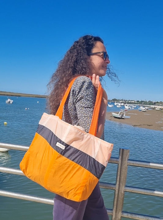 Sac Cabas plage en aile de parapente recyclée taille L